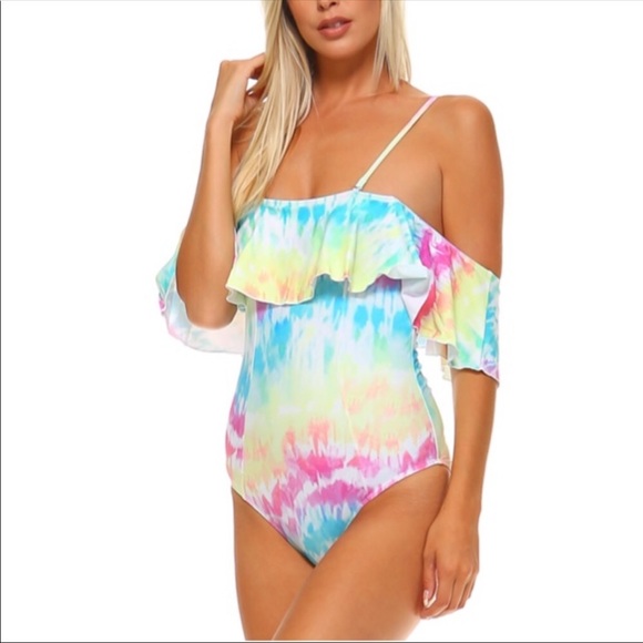 🎊HP🎊Beautiful tie dye off the shoulder swimsuit - Picture 2 of 5